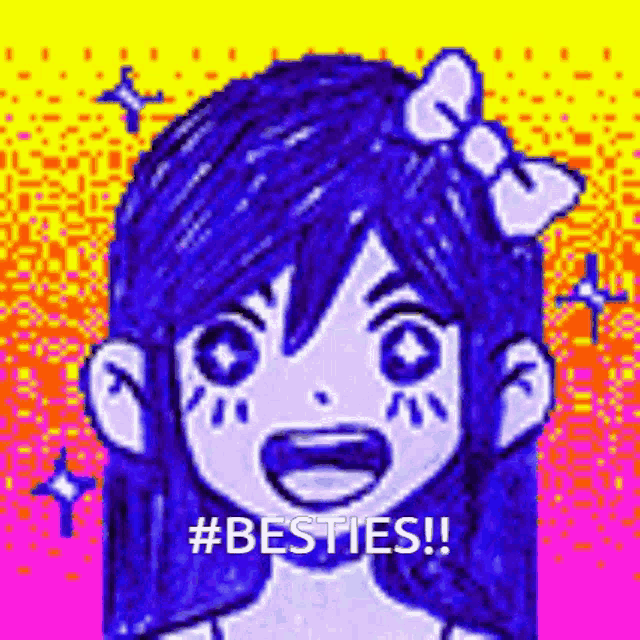 a pixel art drawing of a girl with a bow in her hair .