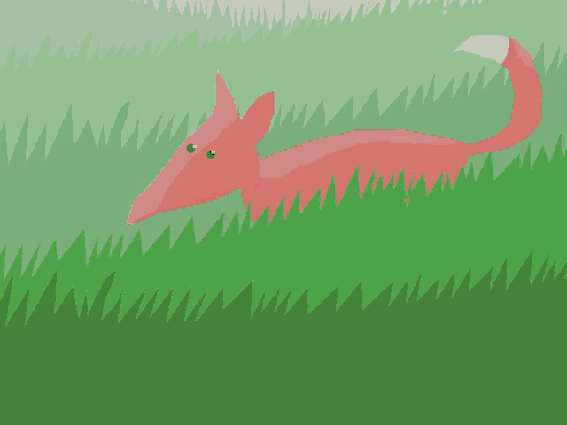 a pink animal with a red heart on its nose