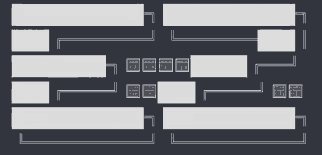 a black background with white squares and lines