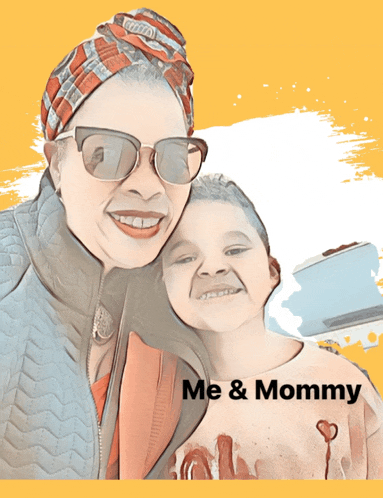 a picture of a woman and a child with the words me and mommy below them