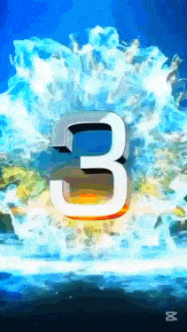 the number 3 is on a blue background