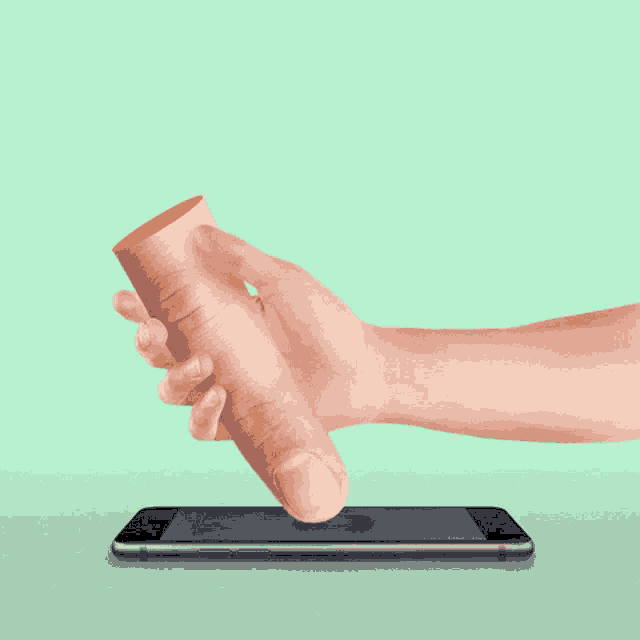 a person 's finger is sticking out of a phone