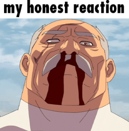 a man with blood coming out of his nose and the words my honest reaction