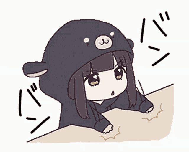 a cartoon girl wearing a black hat with a 3 on it