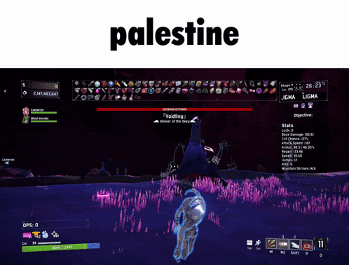 a screenshot of a video game with the word palestine on top