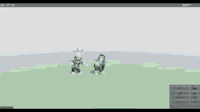 two cartoon characters are standing next to each other in a video game .