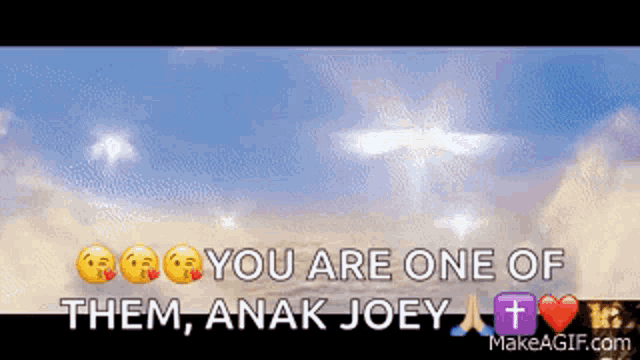 a picture of a cross with the words you are one of them anak joey