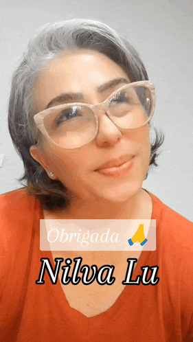 a woman wearing glasses with the name niva lu on the bottom