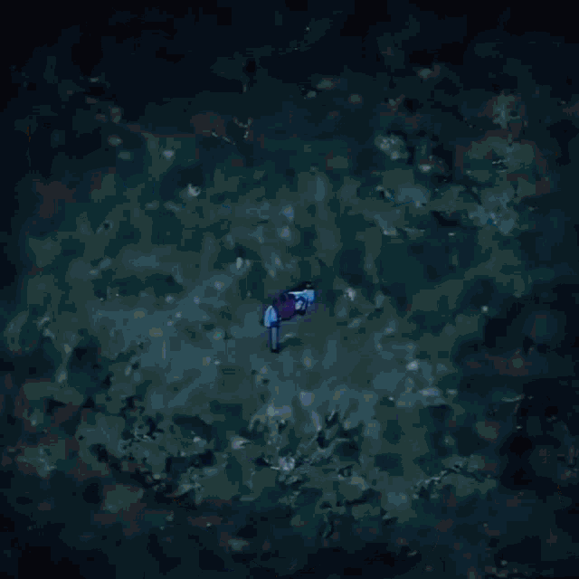 a pixel art of a cat in a purple and blue swirl