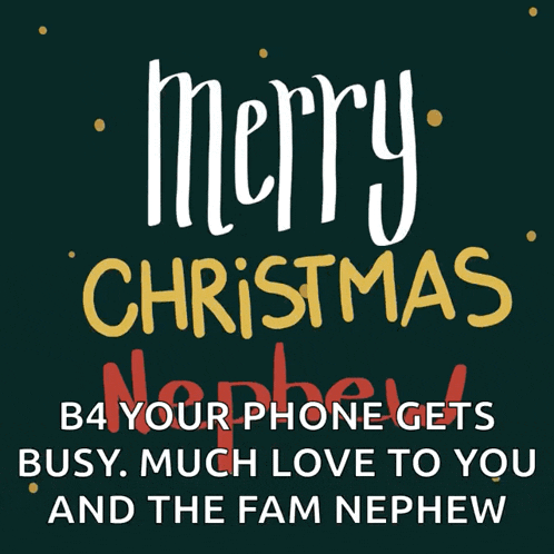 a merry christmas greeting card for a family nephew