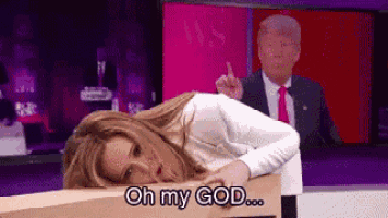 a woman is laying on a table with the words oh my god written on the bottom