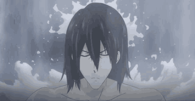 a black and white drawing of a man in a bathtub with his eyes closed