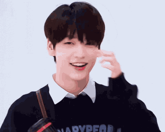 a young man wearing a black sweater with the word diary on it