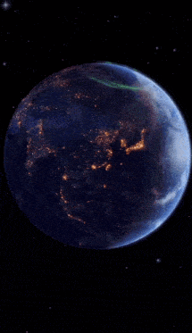 a view of the earth from space at night with lights on