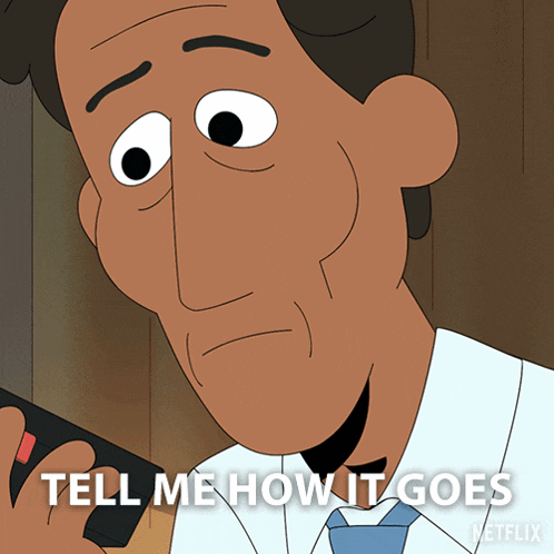 a cartoon man is holding a remote control and says tell me how it goes netflix