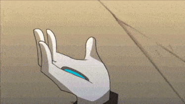 a cartoon drawing of a person with a blue light coming out of their foot