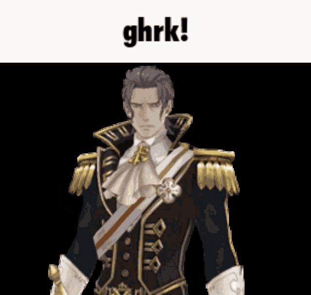 a cartoon of a man in a military uniform with the words ghrk above him