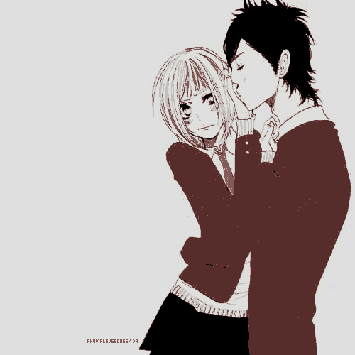 a black and white drawing of a man kissing a girl with the words say i love you