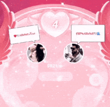 a pink background with a heart and the number 4 on it