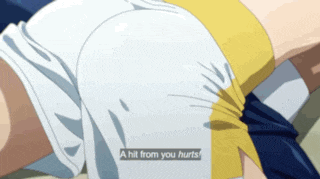 a close up of a person 's butt with the words " a hit from you hurts " below it