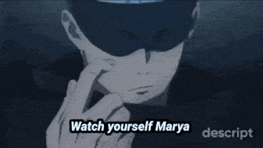 a man covering his face with his hand and the words watch yourself marya descript