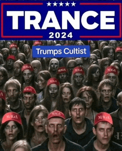 a poster for trance 2024 shows a large crowd of people wearing maga hats