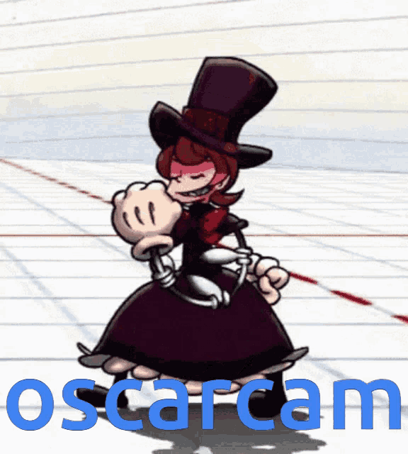 a picture of a cartoon character with the word oscarcam in blue