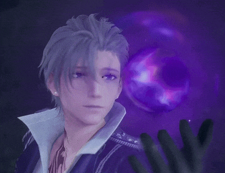 a man with gray hair is standing in front of a purple object .