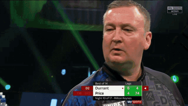 a man standing in front of a screen that says sky sports