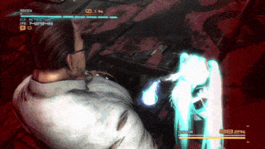 a video game screen shows a man with the name raiden