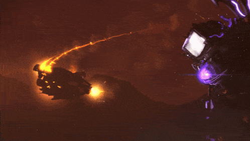 a computer generated image of a fire with a dragon flying through it