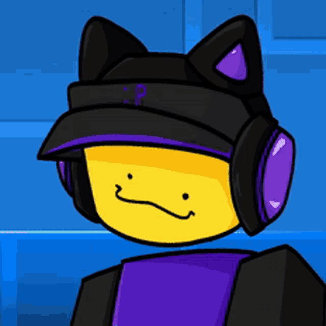 a cartoon character wearing headphones and a hat with a p on it