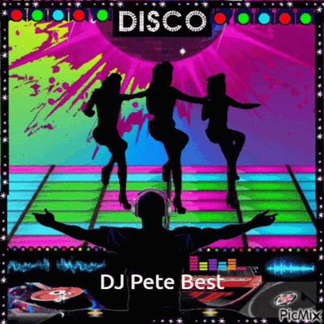 a poster for a disco party with a dj named dj pete best