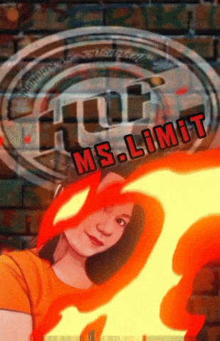 a girl is standing in front of a sign that says ms. limit