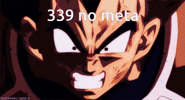 a close up of a person 's face with the words " 339 no meta " above it