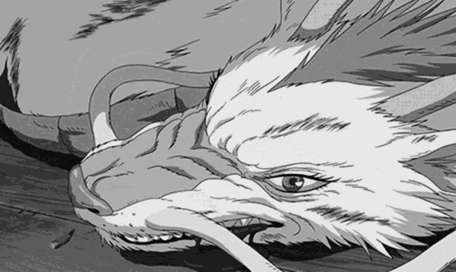 a black and white drawing of a fox with a long tail