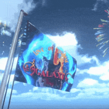 a galaxy flag is flying in the wind