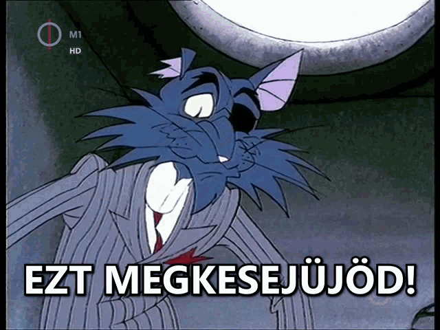 a cartoon cat in a suit and tie says ezt megkesejjod