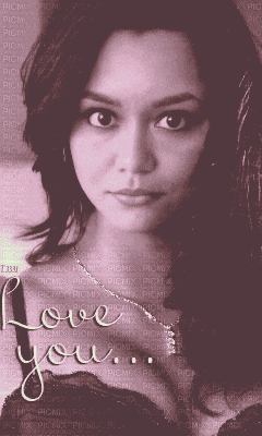 a picture of a woman with the words " love you " on the bottom