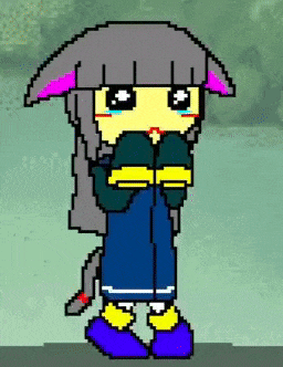 a pixel art drawing of a girl with a cat ear