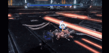 a video game is being played with a triangle in the middle of the screen