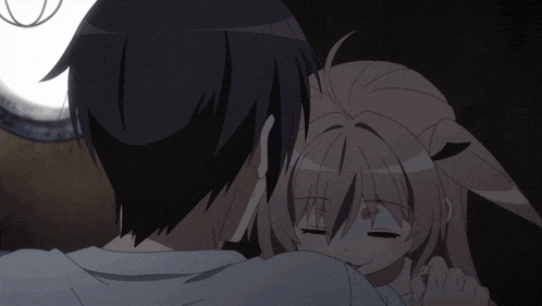 a man and a girl are hugging each other