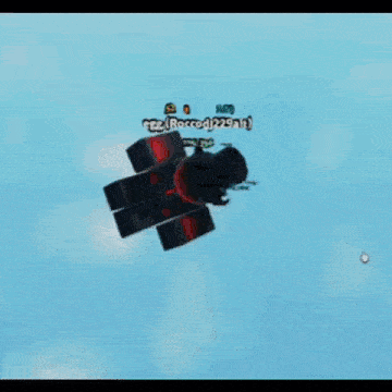 a cartoon character is floating in the air on a red background with a red background .
