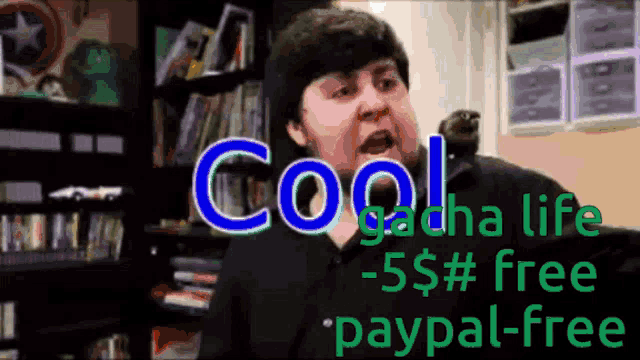 a man in a black shirt says cool gacha life