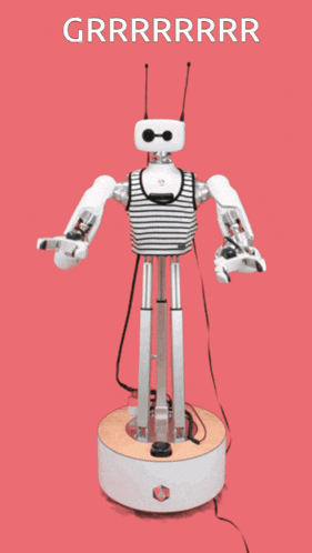 a robot with the words grrrrrrr on the top