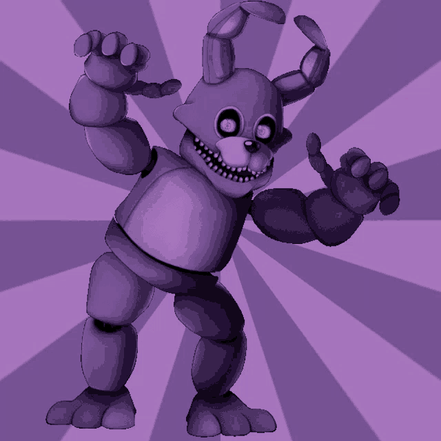a purple bunny with pink eyes is giving a thumbs up on a purple background