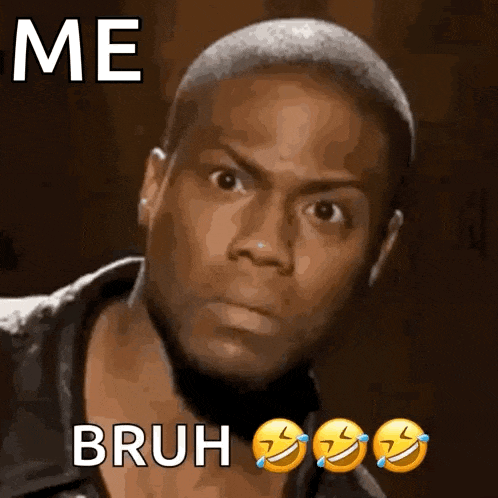 a man is making a funny face with the words me bruh on the bottom