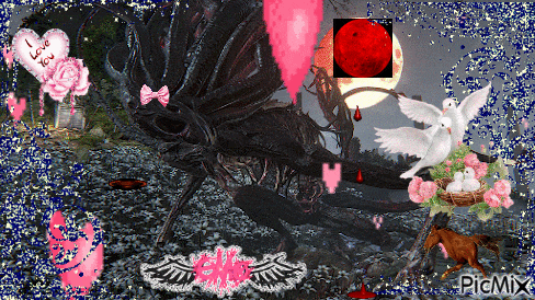 a picture of a monster with a heart that says " i love you "