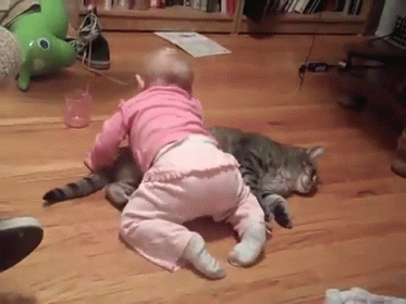 Baby Girl Hugs Her Kitty GIF - Baby And Cat Baby Cats GIFs