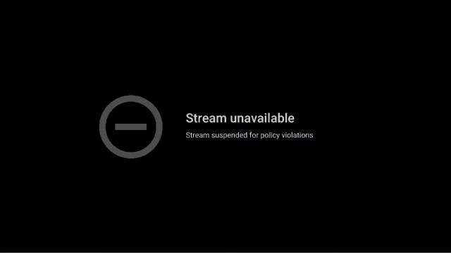 a black screen with a white circle and the words `` stream unavailable '' .